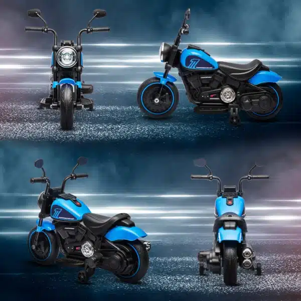 Moto Eléctrica para Niños de 18-36 Meses con Batería 6V Faro y Ruedas Auxiliares Desmontables Blanco/AZUL/ROJO - Imagen 7