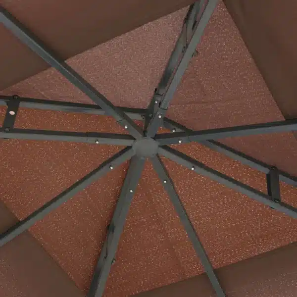 Cenador de Jardín 3x3 m Pabellón para Exterior con Doble Techo de Ventilación 4 Mosquiteras Extraíbles y Marco de Acero Protección Solar Gazebo para Fiestas Eventos Café - Imagen 5