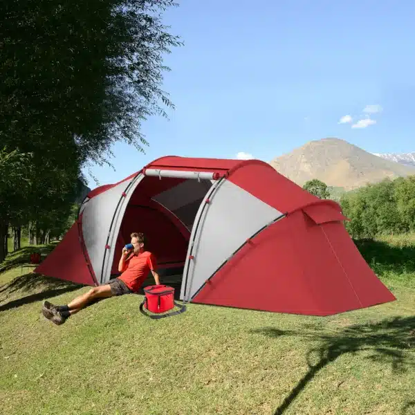 Tienda de Campaña Familiar para 4-6 Personas con 2 Habitaciones y Bolsa de Transporte 430x230x170 cm Azul y Blanco/VERDE - Imagen 18