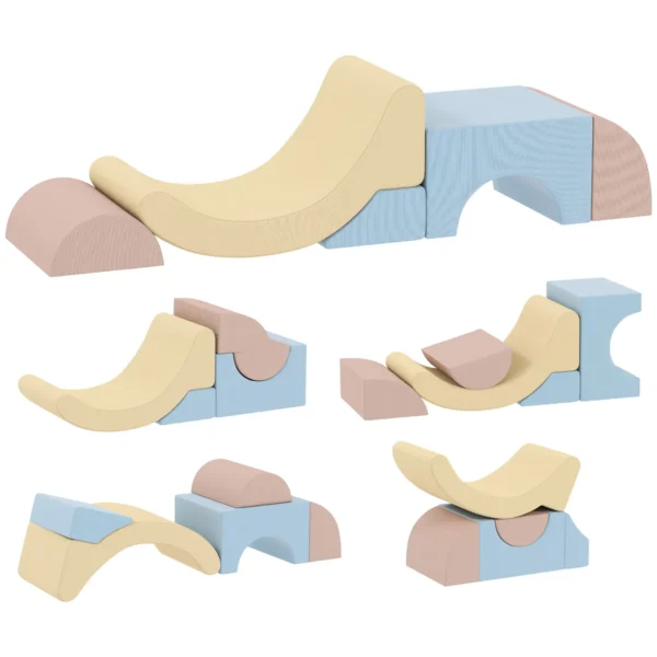 Set 5 Construcciones Blandas para Niños 1,5-8 Años, en Tela Efecto Terciopelo y Esponja, Multicolor - Imagen 3