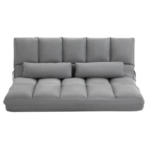 Sofá de Suelo Plegable HOMCOM con Respaldo Reclinable en 7 Niveles y Cojines, Sofá Moderno para TV, Juegos, Lectura, Yoga, Oficina, 130x73x60 cm, Gris Claro