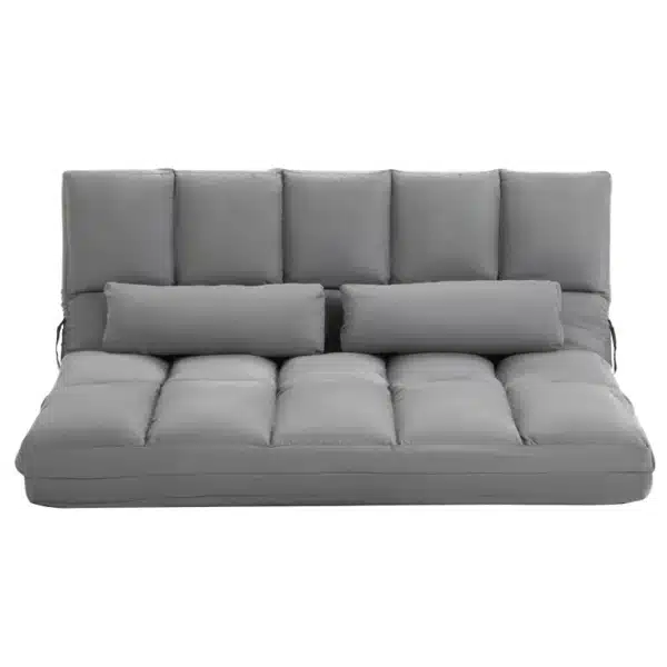 Sofá de Suelo Plegable HOMCOM con Respaldo Reclinable en 7 Niveles y Cojines, Sofá Moderno para TV, Juegos, Lectura, Yoga, Oficina, 130x73x60 cm, Gris Claro