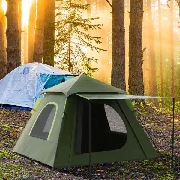 Tienda de Camping Pop-up para 2-3 Personas Impermeable 2000 mm con Bolsa de Trasporte 210x210x150 cm Verde/PLATA - Imagen 10