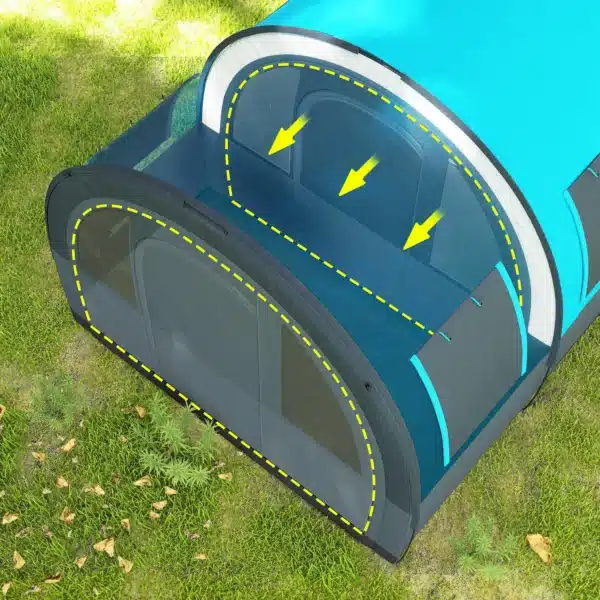 Tienda de Campaña Plegable para 5-6 Personas con 2 Habitaciones y Bolsa de Transporte Impermeable 480x260x200 cm Gris - Imagen 5