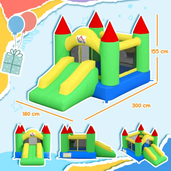 Castillo Hinchable con Tobogán y Red de Seguridad, hasta 100 kg, 3-10 años, 300x180x160 cm - Imagen 6