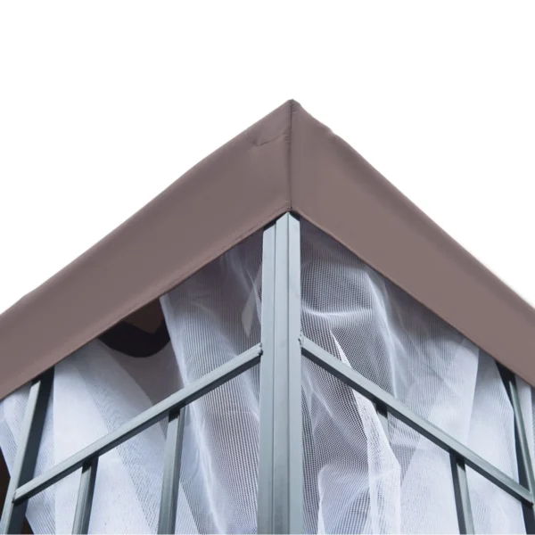 Cenador de Jardín 3x3 m Pabellón para Exterior con Doble Techo de Ventilación 4 Mosquiteras Extraíbles y Marco de Acero Protección Solar Gazebo para Fiestas Eventos Café - Imagen 4