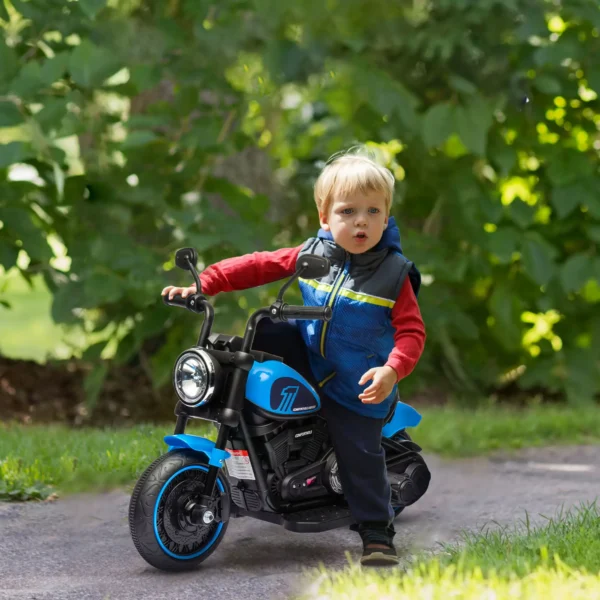 Moto Eléctrica para Niños de 18-36 Meses con Batería 6V Faro y Ruedas Auxiliares Desmontables Blanco/AZUL/ROJO - Imagen 9