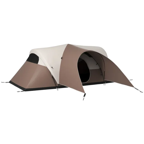 Tienda de campaña familiar 5-6 personas impermeable ligera ventilada con saco de transporte, 550x300x198 cm azul/marron/naranja - Imagen 5