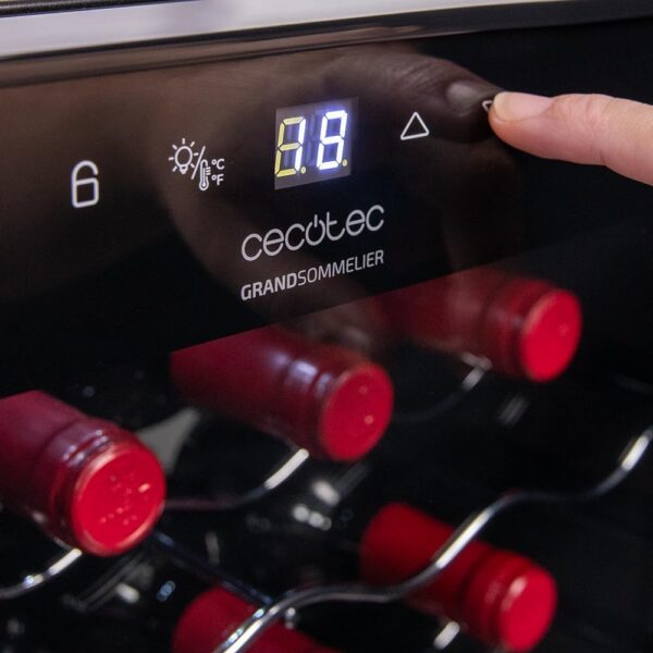 Bolero GrandSommelier 34030 Black Compressor Vinoteca de 34 botellas de capacidad con sistema compresor de enfriamiento que garantiza un alto rendimiento. Temperatura regulable y luz LED interior. - Imagen 4