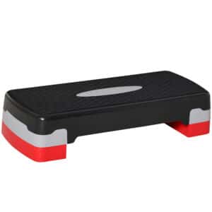 Step para Fitness Stepper Aeróbic Step de Aeróbic Antideslizante con Altura Regulable 2 Niveles de 10/15 cm Carga 150 kg para Ejercicio en Casa Gimnasio 68x29x15 cm Negro y Rojo