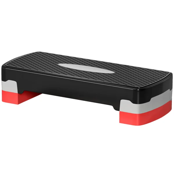 Step para Fitness Stepper Aeróbic Step de Aeróbic Antideslizante con Altura Regulable 2 Niveles de 10/15 cm Carga 150 kg para Ejercicio en Casa Gimnasio 68x29x15 cm Negro y Rojo - Imagen 2