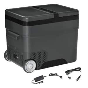 Nevera de Coche 45L 12V/24V hasta -22℃ con Compartimento Congelador Pantalla LED Táctil Ruedas 63,2x42x50,8cm Negro