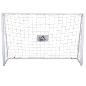 Portería de Fútbol con Soporte de Metal y Red para Entrenamiento de Fútbol en Jardín Aire Libre 186x62x123 cm Blanco
