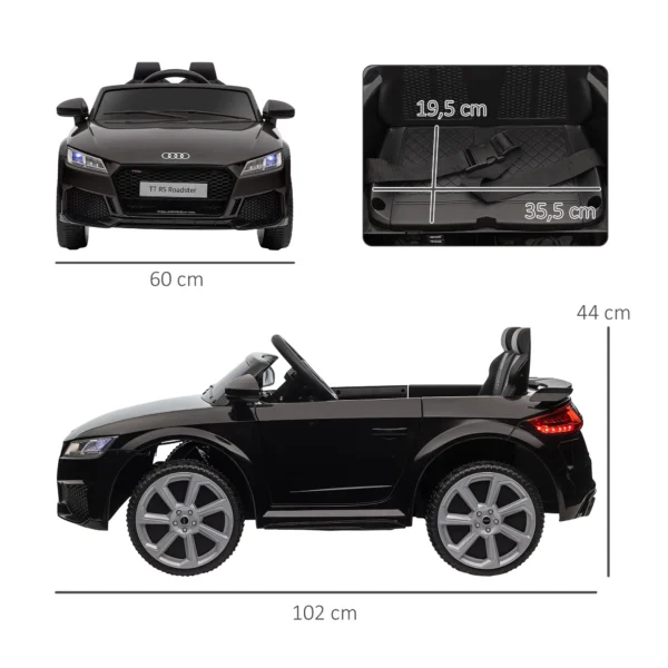 Coche Eléctrico para Niños de 3+ Años Audi TT Eléctrico 12V con Velocidad 3 km/h Mando a Distancia 102x60x44 cm - Imagen 6