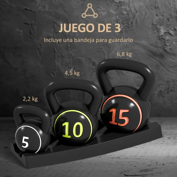 Pesas Rusas de 2,2kg 4,5kg 6,8kg Relleno de Arena con Mango Ancho Antideslizante para Ejercicios y Entrenamiento Negro - Imagen 9