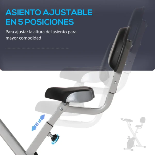 Bicicleta Estática Plegable con Respaldo 8 Niveles de Resistencia Volante Pantalla LCD Pulsómetro y Sillín Ajustable rojo/negro - Imagen 7