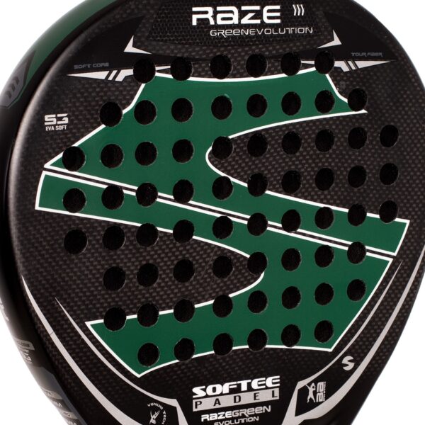 PALA PÁDEL SOFTEE RAZE EVOLUTION GREEN CARBONO DEFECTO ESTÉTICO - Imagen 3