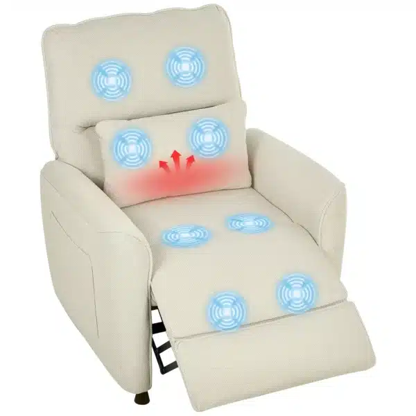 Sillón Relax Reclinable Eléctrico con Calor Lumbar Masaje Vibración Motor Silencioso Función de Memoria Crema - Imagen 3