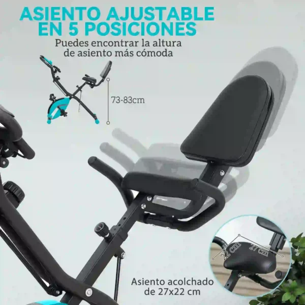 Bicicleta Estática Plegable Silenciosa con Resistencia Magnética Monitor LCD y Bandas para Brazos 43x97x109 cm Verde/NEGRO - Imagen 7