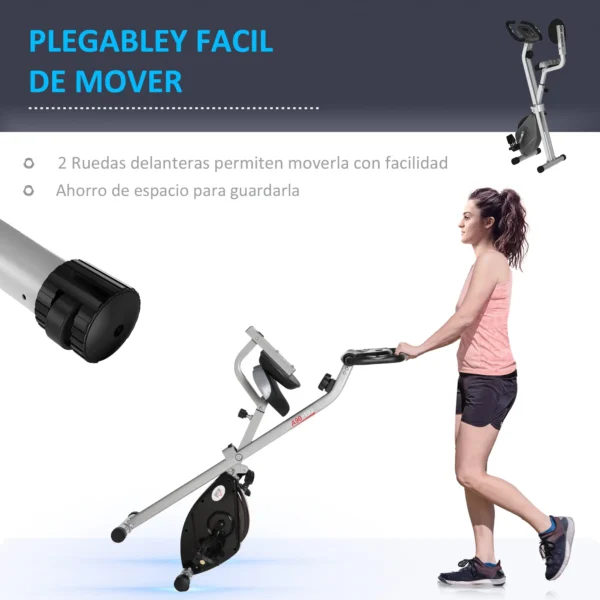 Bicicleta Estática Plegable con Respaldo 8 Niveles de Resistencia Volante Pantalla LCD Pulsómetro y Sillín Ajustable rojo/negro - Imagen 6