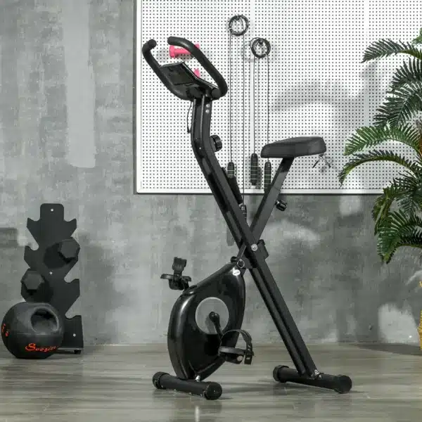 Bicicleta Estática Plegable con 8 Niveles de Resistencia Magnética Pantalla LCD y Asiento Regulable 43x85x109cm Negro - Imagen 4