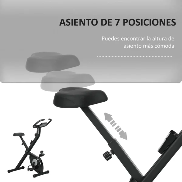 Bicicleta Estática Plegable con 8 Niveles de Resistencia Magnética Pantalla LCD y Asiento Regulable 43x85x109cm Negro - Imagen 8
