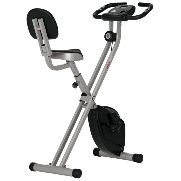 Bicicleta Estática Plegable con Respaldo 8 Niveles de Resistencia Volante Pantalla LCD Pulsómetro y Sillín Ajustable rojo/negro - Imagen 3