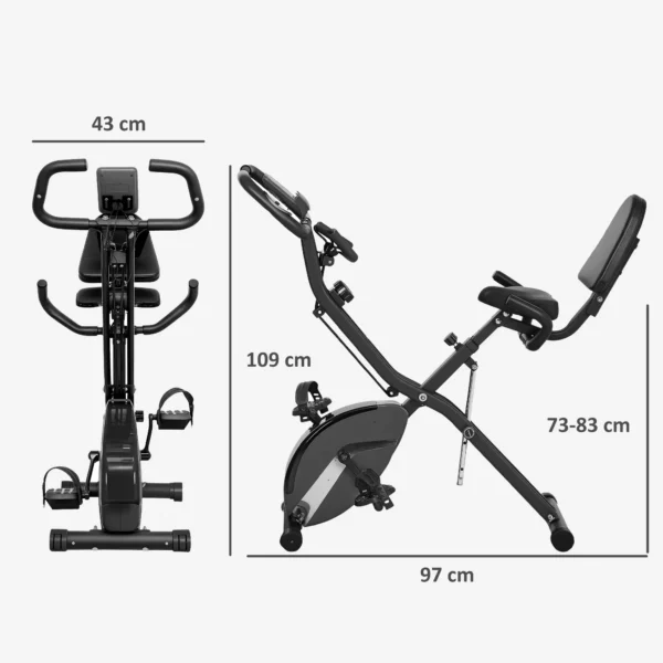 Bicicleta Estática Plegable Silenciosa con Resistencia Magnética Monitor LCD y Bandas para Brazos 43x97x109 cm Verde/NEGRO - Imagen 14