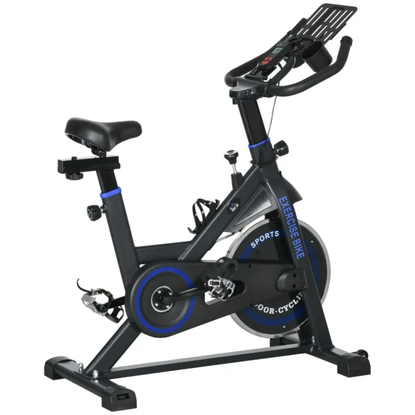Bici Estática con Resistencia Regulable Volante de Inercia 8 kg Pantalla LCD Manillar y Asiento Ajustable Azul - Imagen 2