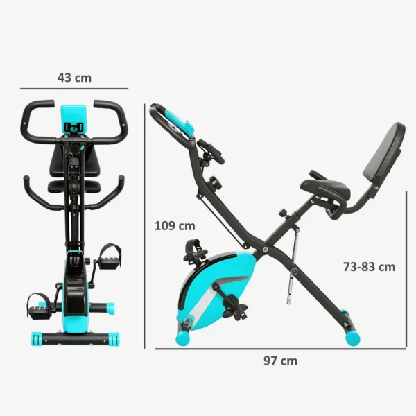 Bicicleta Estática Plegable Silenciosa con Resistencia Magnética Monitor LCD y Bandas para Brazos 43x97x109 cm Verde/NEGRO - Imagen 10