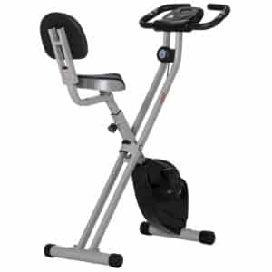 Bicicleta Estática Plegable con Respaldo 8 Niveles de Resistencia Volante Pantalla LCD Pulsómetro y Sillín Ajustable rojo/negro