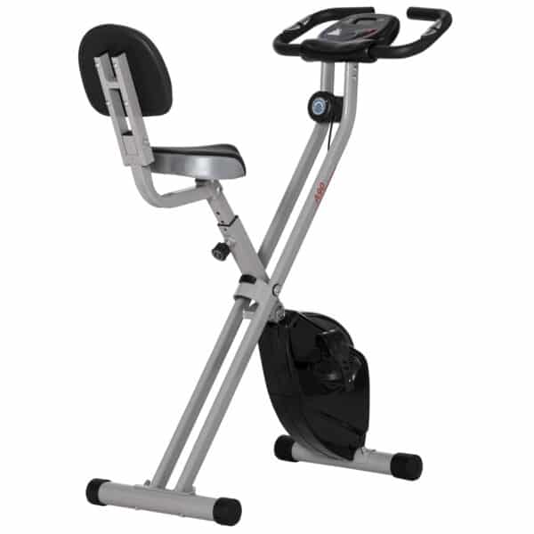 Bicicleta Estática Plegable con Respaldo 8 Niveles de Resistencia Volante Pantalla LCD Pulsómetro y Sillín Ajustable rojo/negro