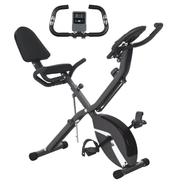 Bicicleta Estática Plegable Silenciosa con Resistencia Magnética Monitor LCD y Bandas para Brazos 43x97x109 cm Verde/NEGRO - Imagen 16