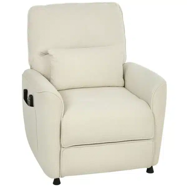 Sillón Relax Reclinable Eléctrico con Calor Lumbar Masaje Vibración Motor Silencioso Función de Memoria Crema - Imagen 2