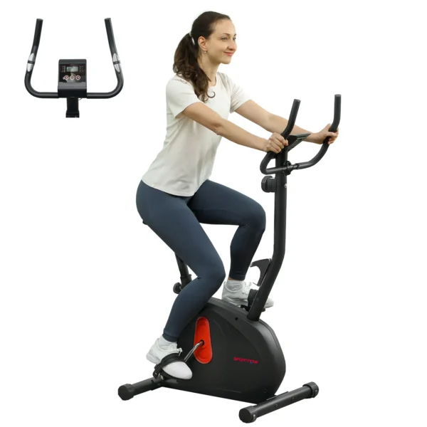Bicicleta Estática con Resistencia Magnética Ajustable Sensor Pantalla LCD y Asiento Regulable 88x50,5x131,5 cm Negro - Imagen 3