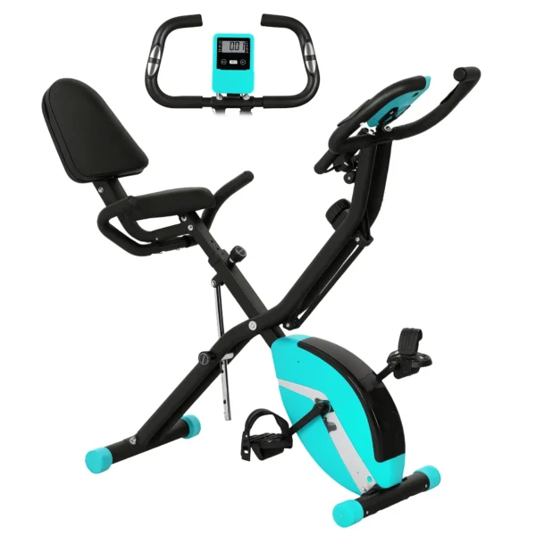 Bicicleta Estática Plegable Silenciosa con Resistencia Magnética Monitor LCD y Bandas para Brazos 43x97x109 cm Verde/NEGRO - Imagen 3