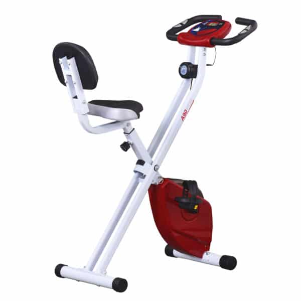 Bicicleta Estática Plegable con Respaldo 8 Niveles de Resistencia Volante Pantalla LCD Pulsómetro y Sillín Ajustable rojo/negro - Imagen 16