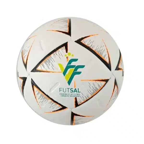 Balón Fútbol Sala Luanvi Oficial FFCV Blanco/Negro /Naranja T-58 - Imagen 2