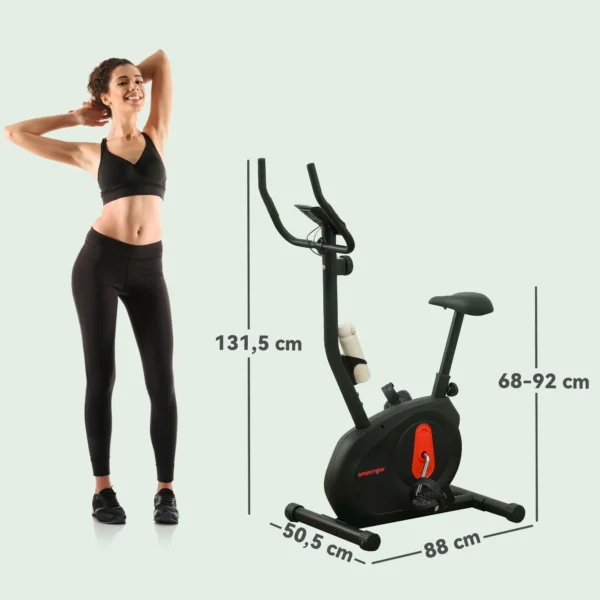 Bicicleta Estática con Resistencia Magnética Ajustable Sensor Pantalla LCD y Asiento Regulable 88x50,5x131,5 cm Negro - Imagen 10
