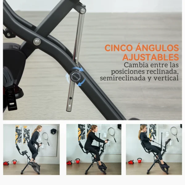 Bicicleta Estática Plegable Silenciosa con Resistencia Magnética Monitor LCD y Bandas para Brazos 43x97x109 cm Verde/NEGRO - Imagen 13