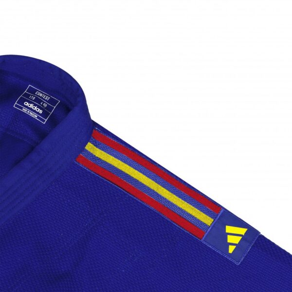 JUDOGI ADIDAS "CONTEST" AZUL CON BANDAS ESPAÑA 650 GR - Imagen 2