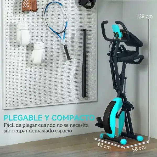 Bicicleta Estática Plegable Silenciosa con Resistencia Magnética Monitor LCD y Bandas para Brazos 43x97x109 cm Verde/NEGRO - Imagen 6