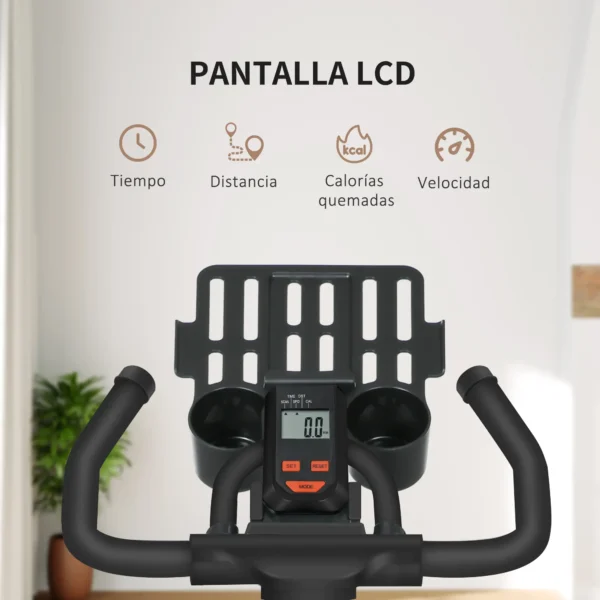 Bici Estática con Resistencia Regulable Volante de Inercia 8 kg Pantalla LCD Manillar y Asiento Ajustable Azul - Imagen 9