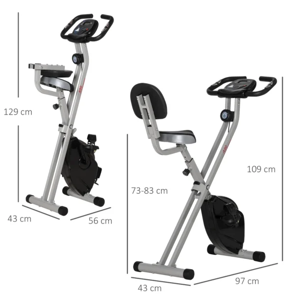 Bicicleta Estática Plegable con Respaldo 8 Niveles de Resistencia Volante Pantalla LCD Pulsómetro y Sillín Ajustable rojo/negro - Imagen 10