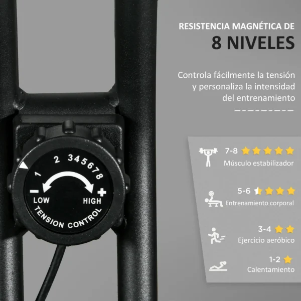 Bicicleta Estática Plegable con 8 Niveles de Resistencia Magnética Pantalla LCD y Asiento Regulable 43x85x109cm Negro - Imagen 7