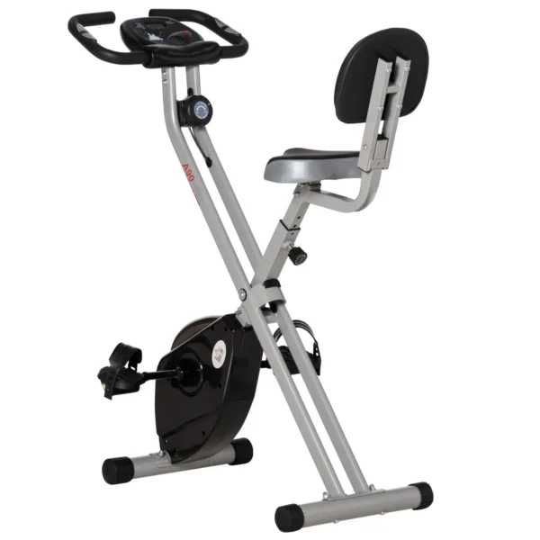 Bicicleta Estática Plegable con Respaldo 8 Niveles de Resistencia Volante Pantalla LCD Pulsómetro y Sillín Ajustable rojo/negro - Imagen 2
