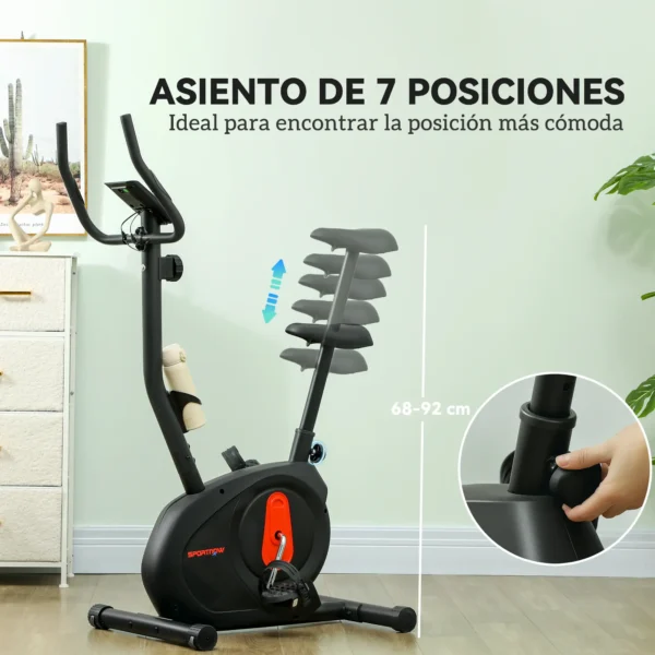 Bicicleta Estática con Resistencia Magnética Ajustable Sensor Pantalla LCD y Asiento Regulable 88x50,5x131,5 cm Negro - Imagen 8