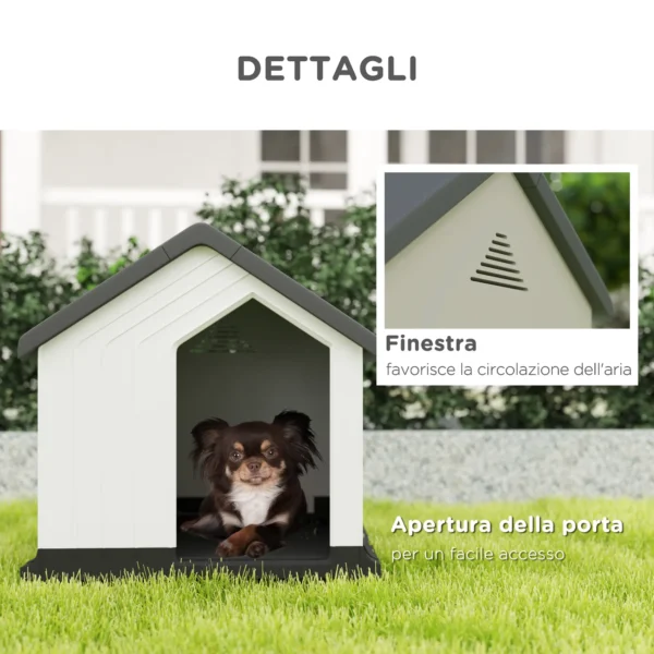 Caseta para Perros Pequeños y Mini de Exterior Impermeable de Plástico con Ventana, 62x61x60 cm, Gris - Imagen 5