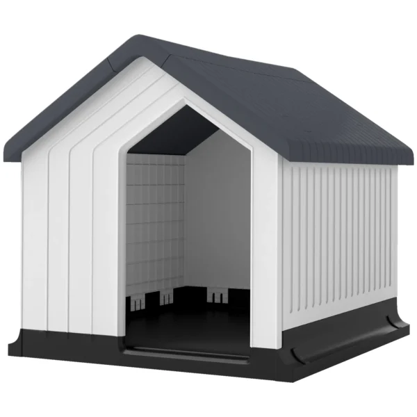 Caseta para Perros Pequeños y Mini de Exterior Impermeable de Plástico con Ventana, 62x61x60 cm, Gris - Imagen 2