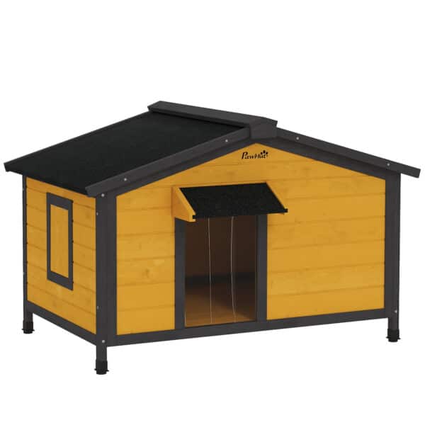 Hundehütte Outdoor-Hundehütte, incl, Terraza, resistente a la intemperie, 124x112x105 cm, Gris + Blanco CASETA DE PERRO - Imagen 9